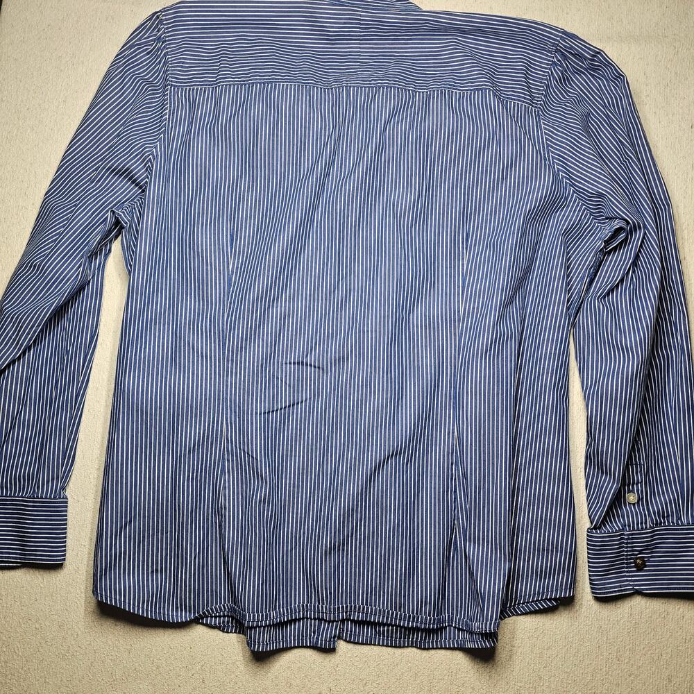 LRL Ralph Lauren Blue White XL Captain Button Up Blouse Striped Academia Preppy - Picture 3 of 12